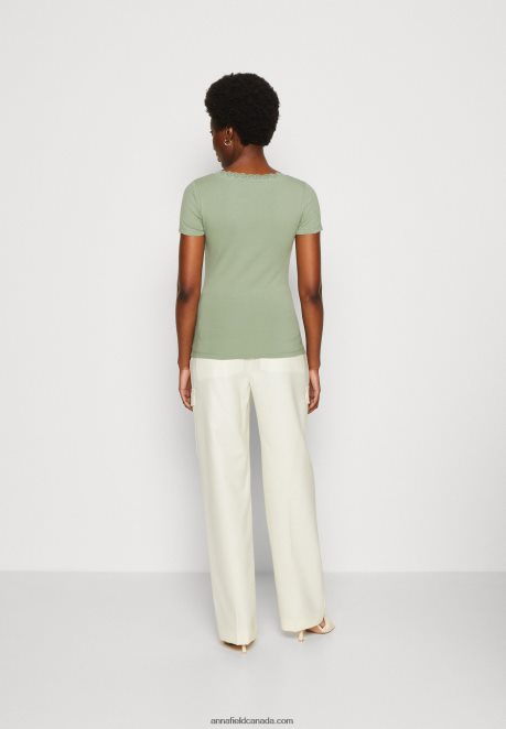 Anna Field Women Print T-Shirt Light Green H42J4Z360