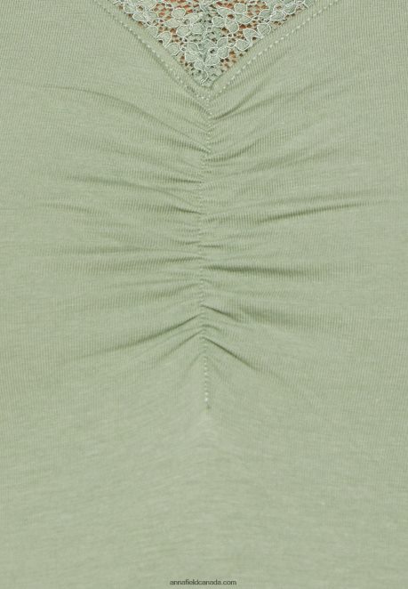 Anna Field Women Print T-Shirt Light Green H42J4Z360