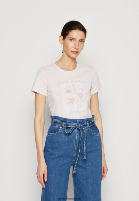 Anna Field Women Print T-Shirt Lilac H42J4Z345