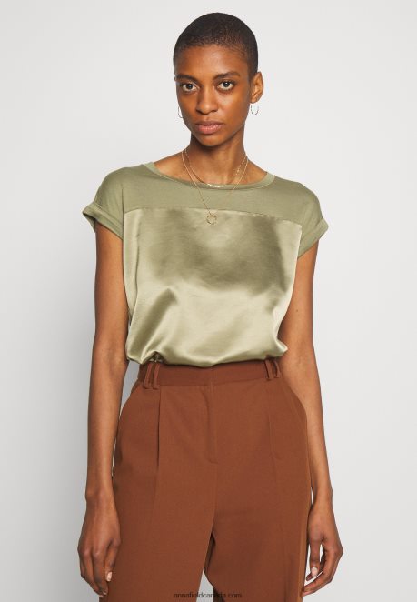 Anna Field Women Print T-Shirt Martini Olive H42J4Z256