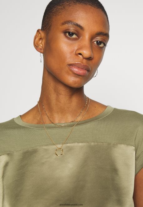 Anna Field Women Print T-Shirt Martini Olive H42J4Z256