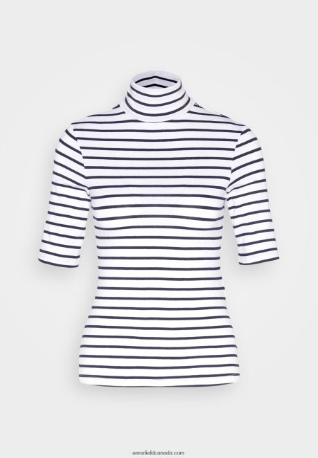 Anna Field Women Print T-Shirt White/Dark Blue H42J4Z305