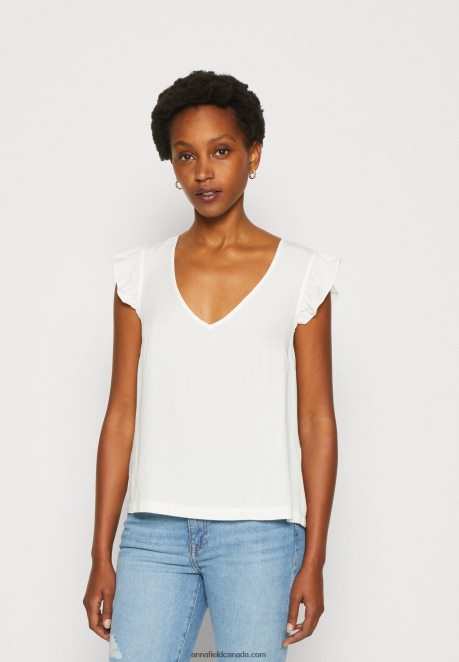 Anna Field Women Print T-Shirt White H42J4Z265
