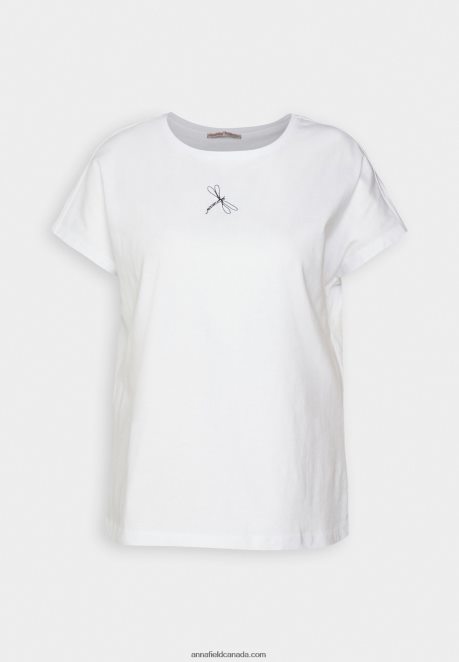 Anna Field Women Print T-Shirt White H42J4Z299