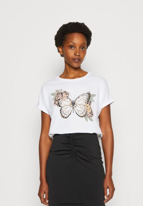 Anna Field Women Print T-Shirt White H42J4Z333