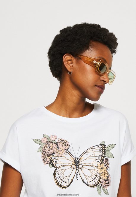 Anna Field Women Print T-Shirt White H42J4Z333