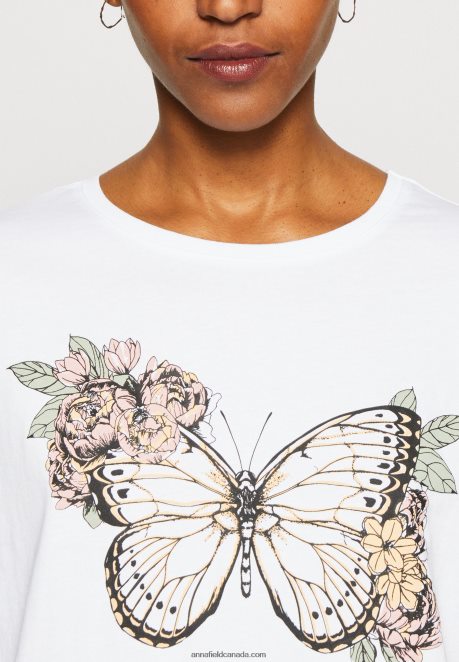 Anna Field Women Print T-Shirt White H42J4Z333