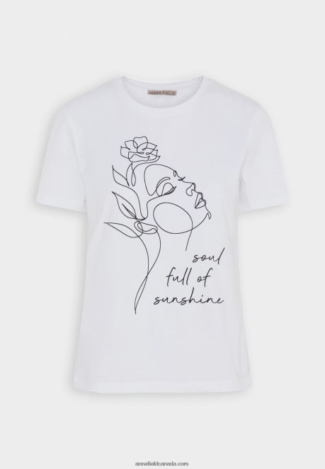 Anna Field Women Print T-Shirt White H42J4Z364