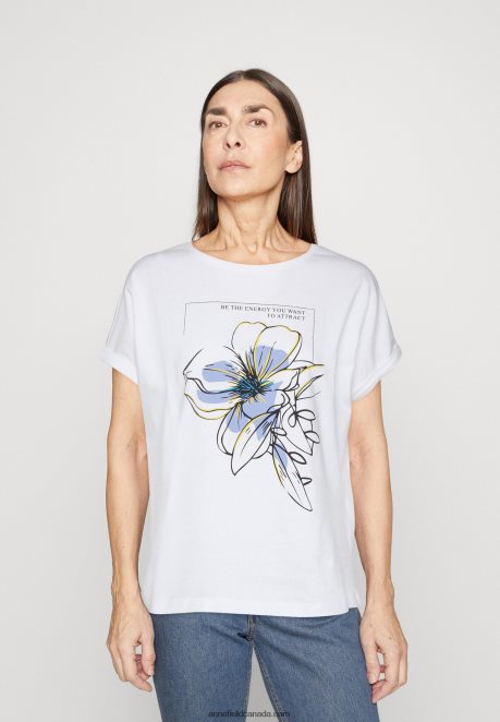 Anna Field Women Print T-Shirt White H42J4Z367