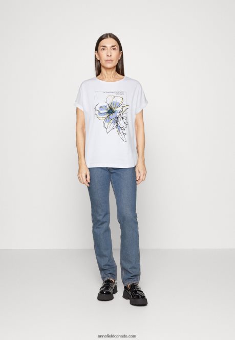 Anna Field Women Print T-Shirt White H42J4Z367
