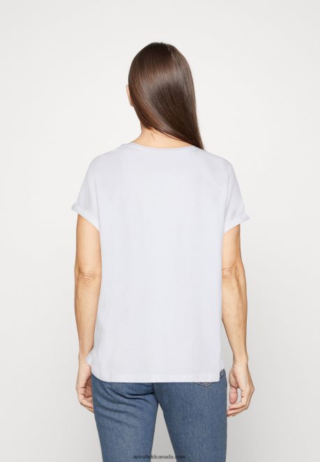 Anna Field Women Print T-Shirt White H42J4Z367