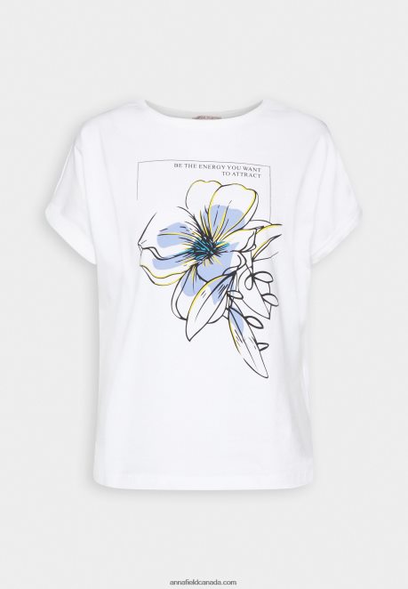 Anna Field Women Print T-Shirt White H42J4Z367
