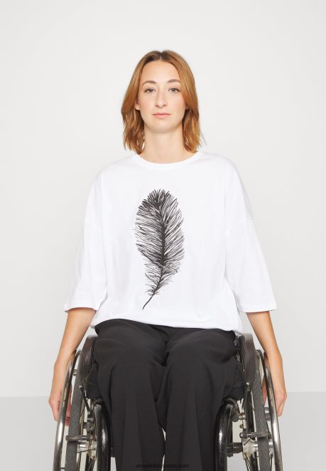 Anna Field Women Print T-Shirt White H42J4Z371