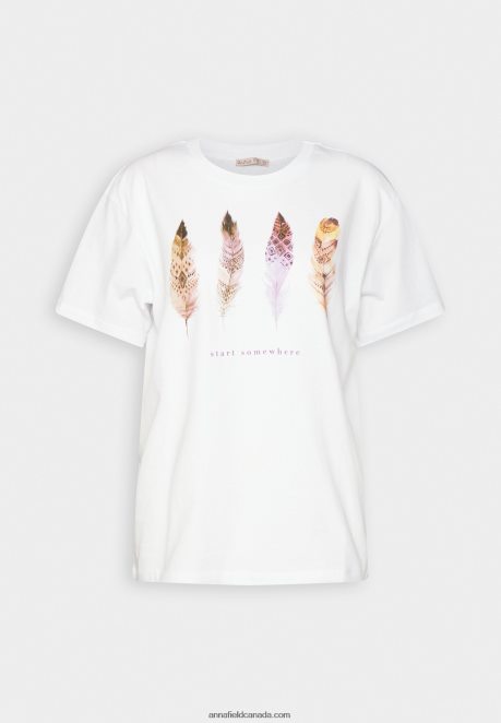 Anna Field Women Print T-Shirt White H42J4Z372
