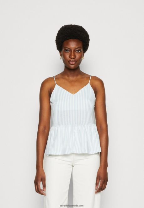 Anna Field Women Top Light Blue/White H42J4Z450