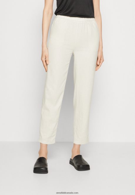 Anna Field Women Linen Mix Trousers Beige H42J4Z604