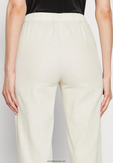 Anna Field Women Linen Mix Trousers Beige H42J4Z604