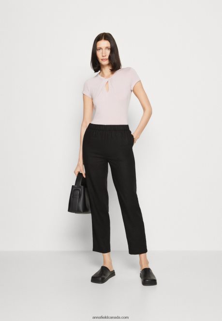 Anna Field Women Linen Mix Trousers Black H42J4Z611