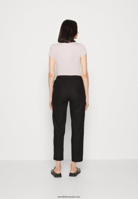 Anna Field Women Linen Mix Trousers Black H42J4Z611