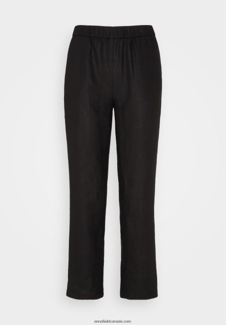 Anna Field Women Linen Mix Trousers Black H42J4Z611