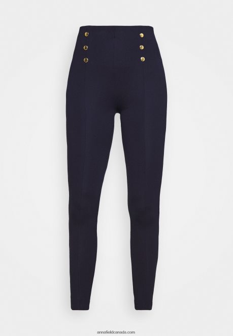 Anna Field Women Punto Leggings With Button Detail Leggings Trousers Dark Blue H42J4Z654