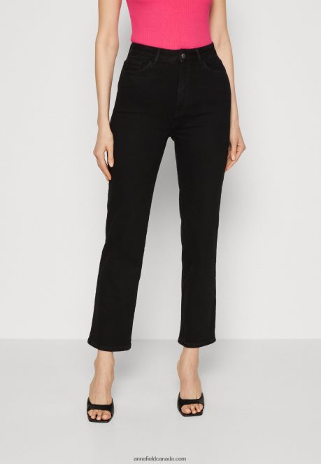 Anna Field Women Straight Leg Jeans Black Denim H42J4Z665