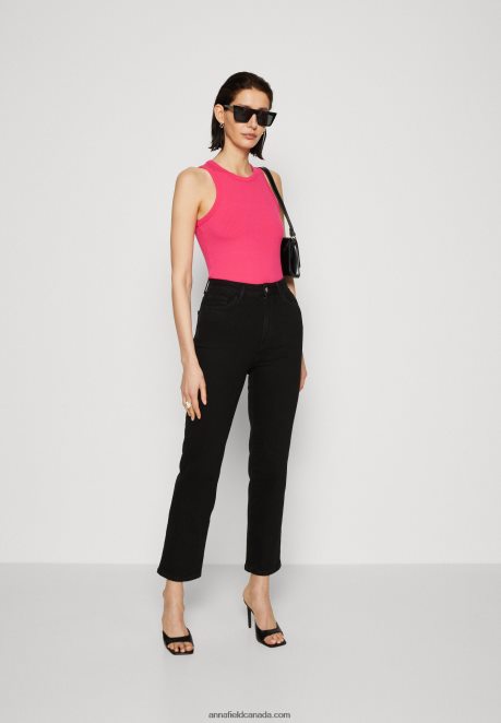Anna Field Women Straight Leg Jeans Black Denim H42J4Z665