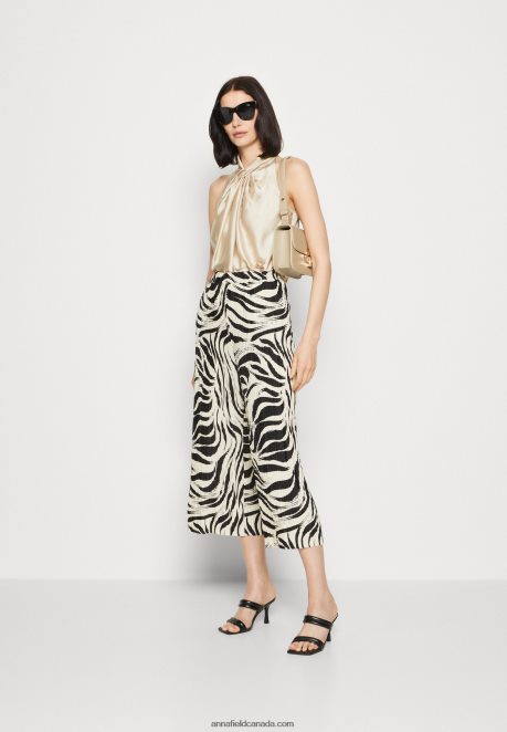 Anna Field Women Trousers Black/Off-White H42J4Z622