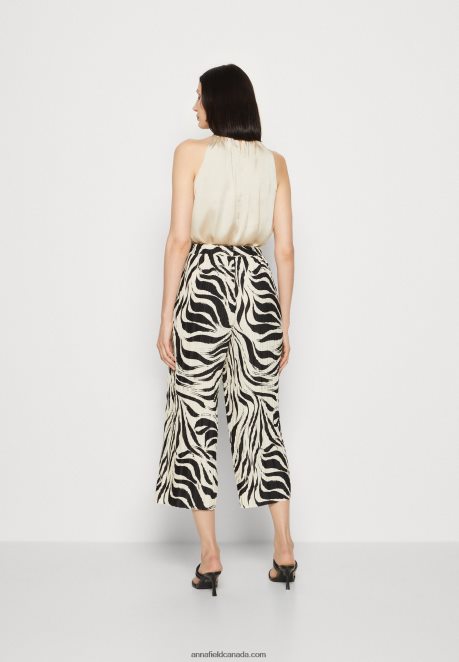 Anna Field Women Trousers Black/Off-White H42J4Z622