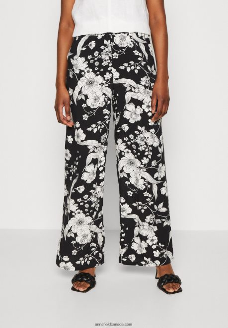 Anna Field Women Trousers Black/Off White H42J4Z640