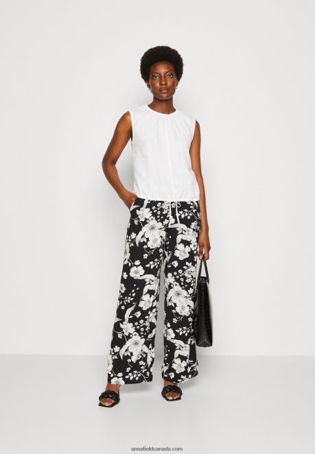 Anna Field Women Trousers Black/Off White H42J4Z640