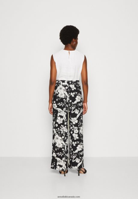 Anna Field Women Trousers Black/Off White H42J4Z640