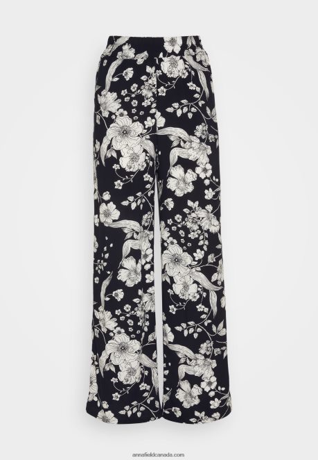 Anna Field Women Trousers Black/Off White H42J4Z640