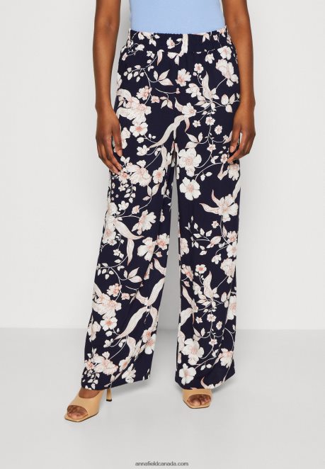 Anna Field Women Trousers Black/Off White/Multi Coloured H42J4Z619