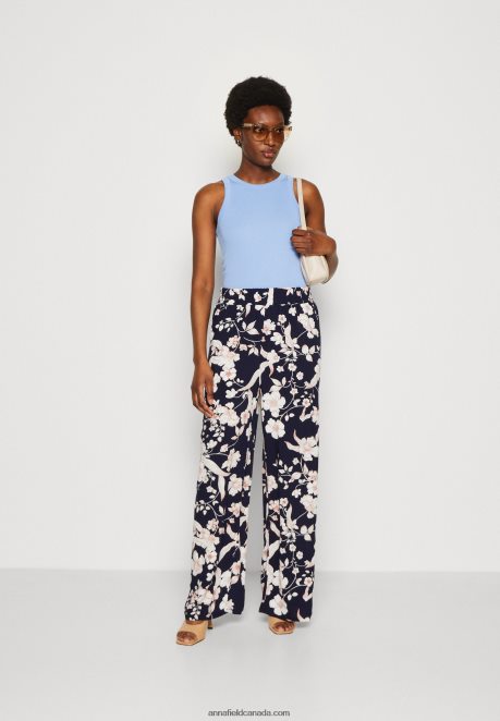Anna Field Women Trousers Black/Off White/Multi Coloured H42J4Z619