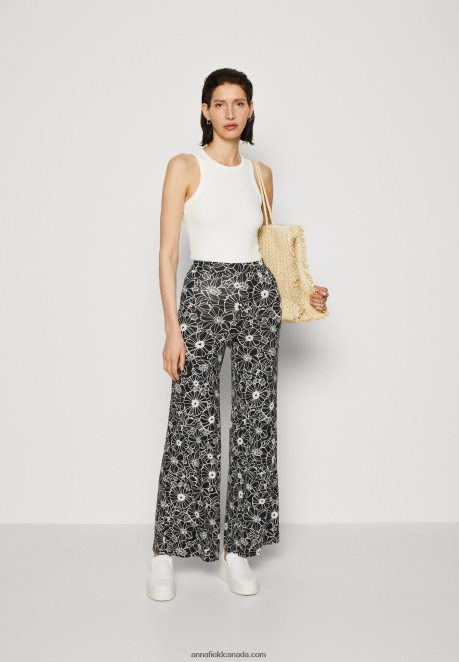 Anna Field Women Trousers Black/White H42J4Z624