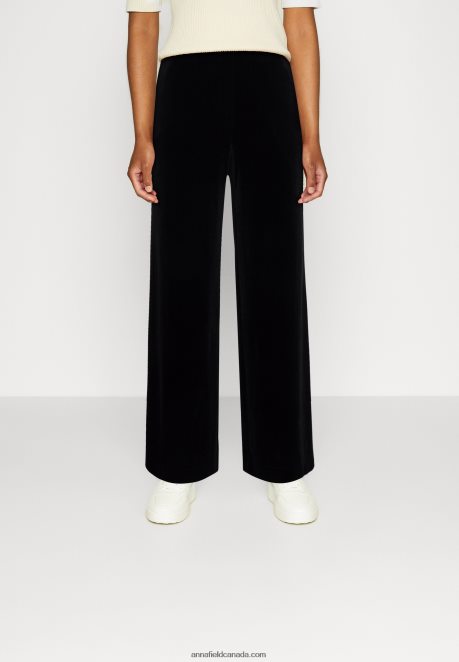 Anna Field Women Velvet Wide Leg Trousers Trousers Black H42J4Z621