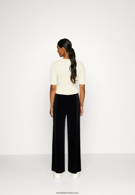 Anna Field Women Velvet Wide Leg Trousers Trousers Black H42J4Z621
