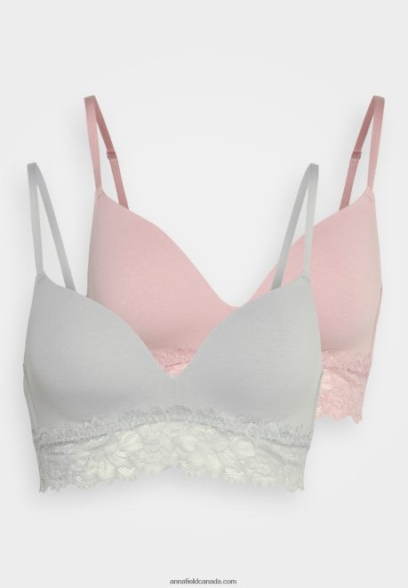 Anna Field Women 2 Pack Triangle Bra Grey/Pink H42J4Z924