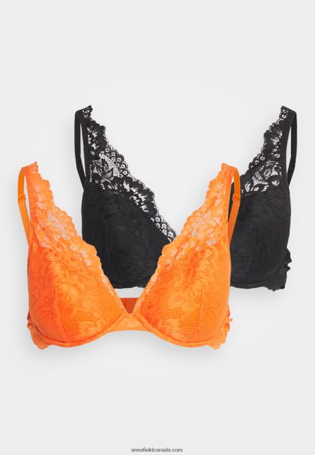 Anna Field Women 2 Pack Underwired Bra Orange/ Black H42J4Z934