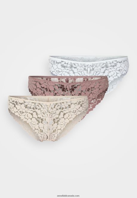 Anna Field Women 3Pp Greer Briefs Nude/White/Pink H42J4Z981