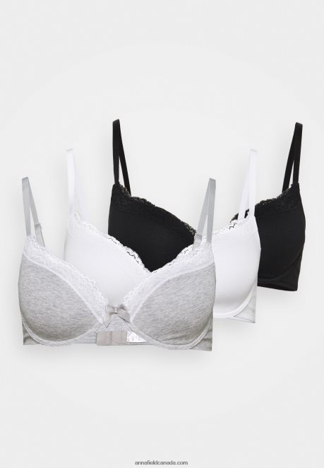Anna Field Women 3 Pack Underwired Bra Grey H42J4Z945