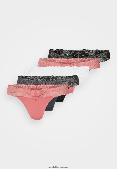 Anna Field Women 5 Pack Thong Pink/Black H42J4Z980