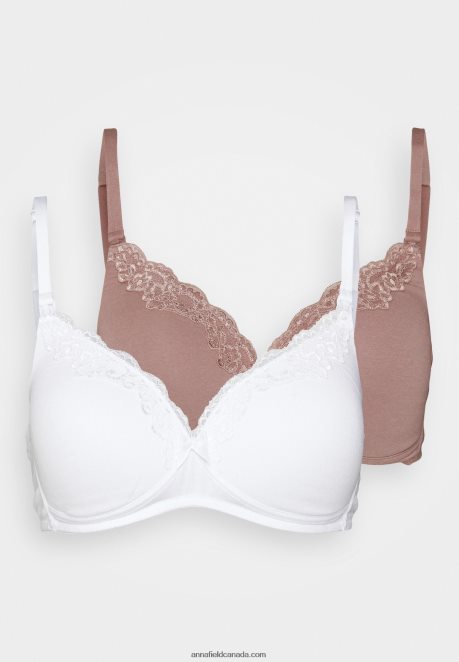 Anna Field Women Poppy 2Pp Nursing Bra Triangle Bra Pink/White H42J4Z918