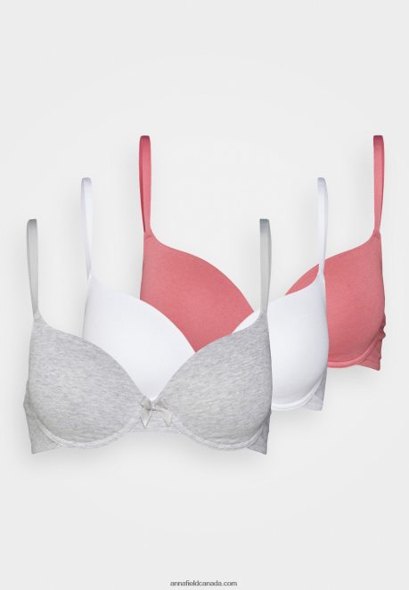 Anna Field Women Sunlight 3Pack Tshirt Bra T-Shirt Bra Pink/Grey/White H42J4Z917