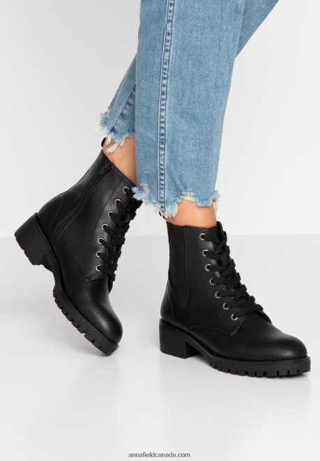 Anna Field Women Comfort Lace-Up Ankle Boots Black H42J4Z2041