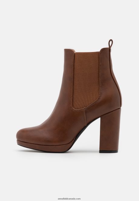Anna Field Women High Heeled Ankle Boots Cognac H42J4Z2053