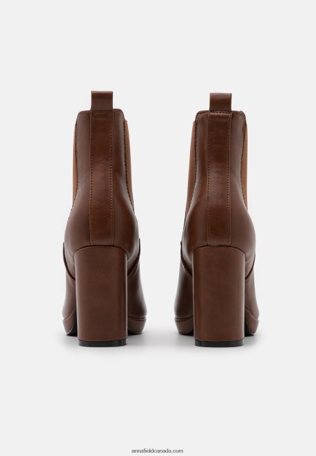 Anna Field Women High Heeled Ankle Boots Cognac H42J4Z2053