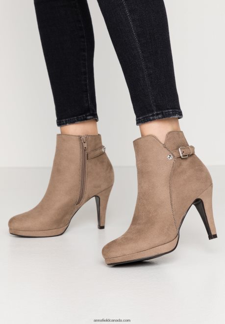 Anna Field Women High Heeled Ankle Boots Taupe H42J4Z1987