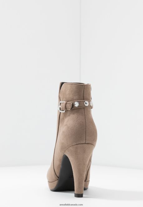 Anna Field Women High Heeled Ankle Boots Taupe H42J4Z1987